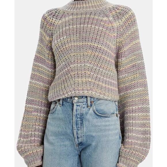 NWT Nicholas Maliya Sweater Purple Grey Multi Alpaca Wool Blend Knit Size Large - Picture 1 of 10